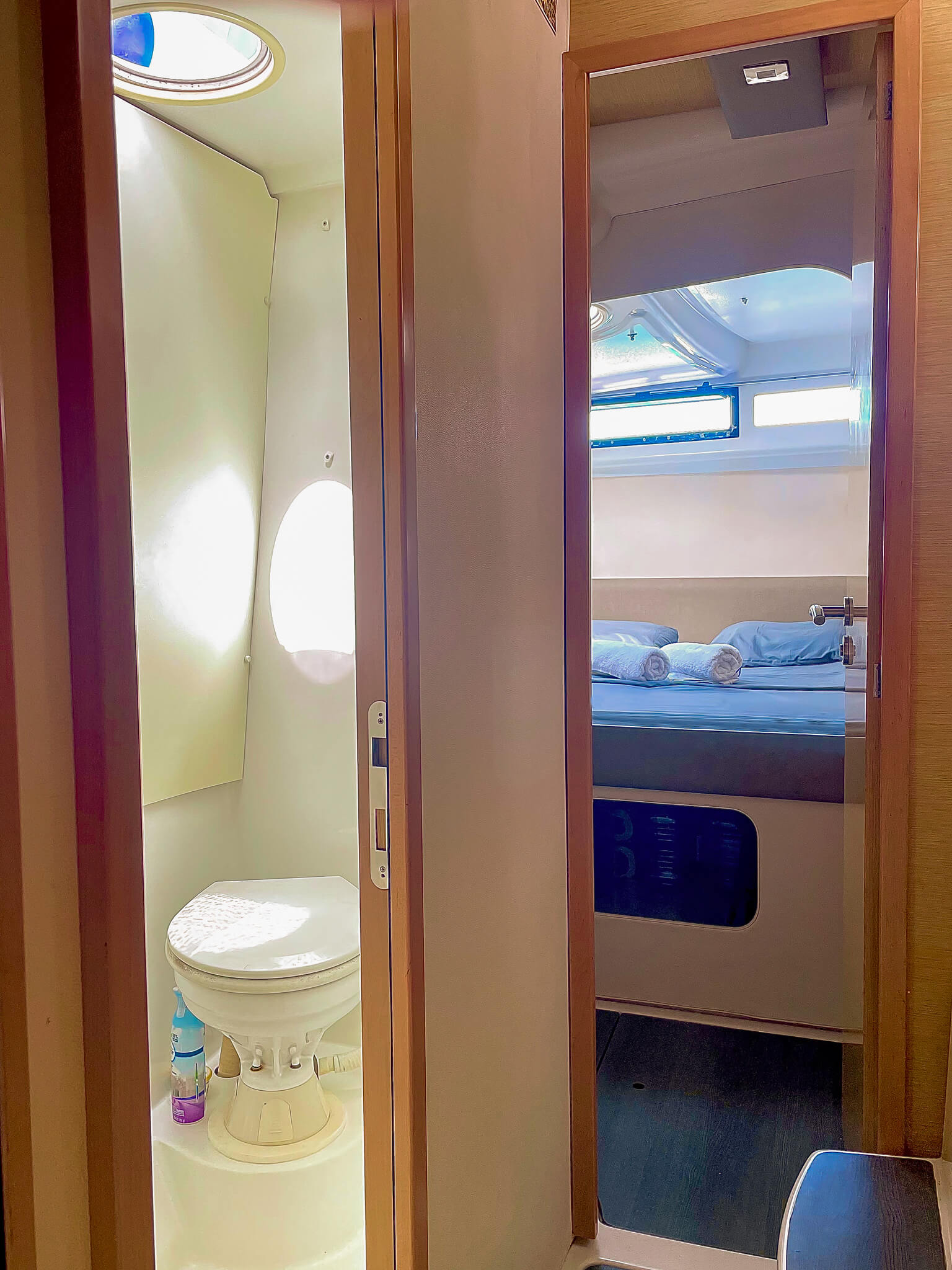 Atila catamaran bathrooms. San Blas Archipelago, Panama.