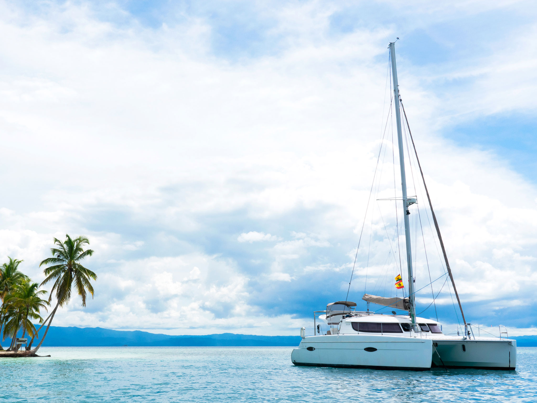 Photograph of the Catamaran Atila in San Blas Islands, Panama.