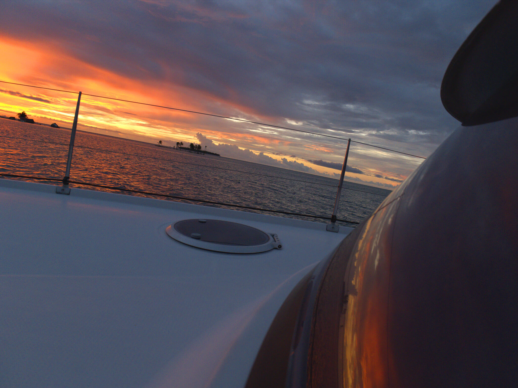 passengers enjoying catamaran atila. San Blas Archipelago, Panama.