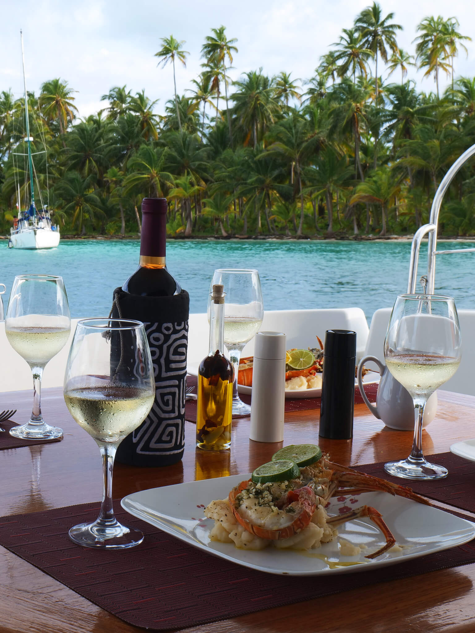 Meals on the Catamaran Atila in San Blas Archipelago, Panama.